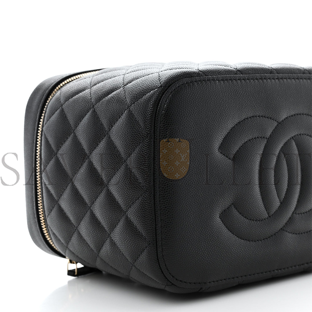 Ch*el caviar quilted large vanity pouch black (20*15*13cm)